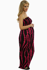 Pink Black Print Maxi Maternity Dress