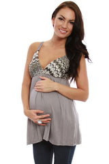 Gray Print Maternity Tank Top