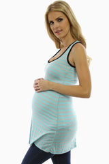 Blue Striped Maternity Tank Top