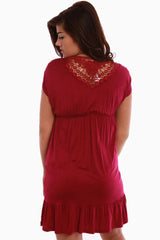 Magenta Crochet Back Maternity Dress