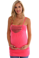 Coral Embellished Maternity Tank Top