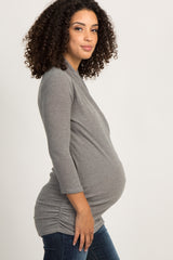 Mocha Solid Knit Maternity/Nursing Top