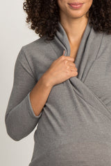 Mocha Solid Knit Maternity/Nursing Top