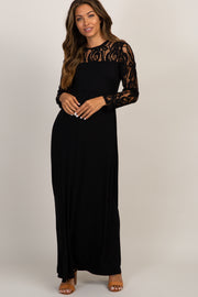 PinkBlush Black Lace Sleeve Maternity Maxi Dress