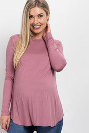 Pink Basic Long Sleeve Maternity Top