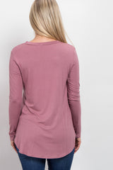 Pink Basic Long Sleeve Maternity Top