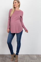 Pink Basic Long Sleeve Maternity Top