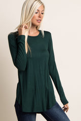 Forest Green Basic Long Sleeve Top