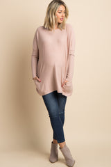 Light Pink Pocketed Dolman Sleeve Maternity Top