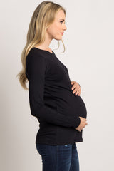 Black Basic Long Sleeve Maternity Tee