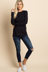 Black Basic Long Sleeve Maternity Tee