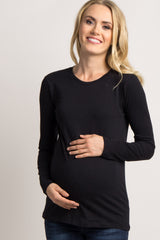 Black Basic Long Sleeve Maternity Tee