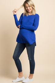 Royal Blue Basic Long Sleeve Maternity Top