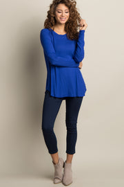 Royal Blue Basic Long Sleeve Top