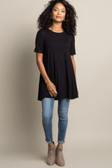 Black Basic Short Sleeve Top