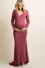 PinkBlush Mauve Long Sleeve Photoshoot Maternity Gown/Dress