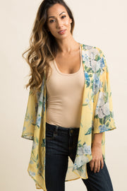 PinkBlush Yellow Floral Chiffon Bell Sleeve Cover Up