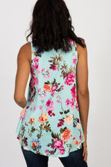 Mint Green Floral Sleeveless Maternity Top