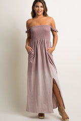 Mauve Smocked Ombre Maxi Dress