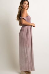 Mauve Smocked Ombre Maxi Dress