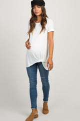 PinkBlush Blue Ripped Knee Maternity Jeans
