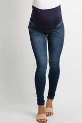 Blue Faded Dark Wash Maternity Jeans