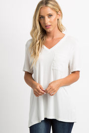 Ivory Embroidered Mesh Pocket Top