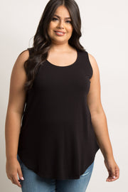 Black Basic Sleeveless Plus Top