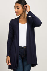 Navy Blue Solid Long Sleeve Maternity Cardigan