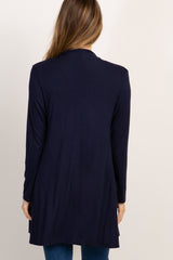 Navy Blue Solid Long Sleeve Maternity Cardigan