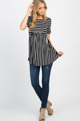 PinkBlush Ivory Striped Crisscross Back Top