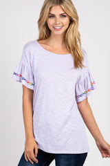 Lavender Embroidered Ruffle Maternity Top