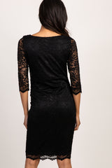 PinkBlush Black Lace Fitted 3/4 Sleeve Maternity Dress