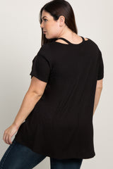 Black Cutout Shoulder Plus Top