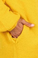 Yellow Knit Puff Sleeve Cardigan
