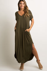 Green Short Sleeve Maxi Dress