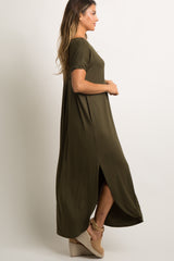 Green Short Sleeve Maxi Dress