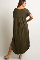 Green Short Sleeve Maxi Dress