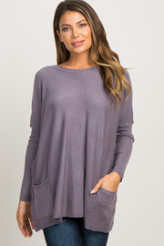 Purple Pocketed Dolman Sleeve Top