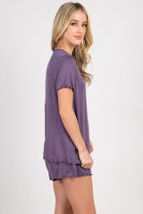 Lavender Ruffle Trim Pajama Set