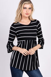 PinkBlush Black Striped Peplum Top