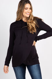 PinkBlush Black Wrap Front Maternity Nursing Hoodie