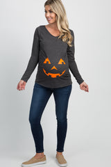 Charcoal Grey Halloween Graphic Maternity Top