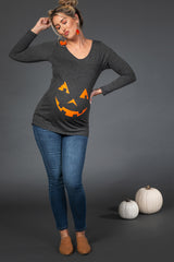 Charcoal Grey Halloween Graphic Maternity Top