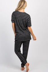 PinkBlush Charcoal Striped Pocket Front Pajama Set