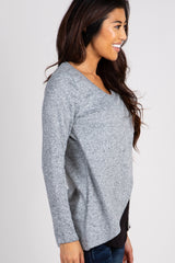 Heather Grey Layered Wrap Hem Nursing Top