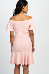 Light Pink Off Shoulder Mermaid Maternity Dress