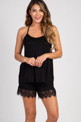 PinkBlush Black Lace Trim Short Pajama Set