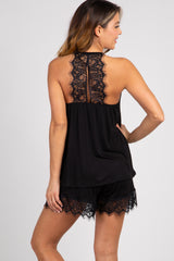 PinkBlush Black Lace Trim Short Pajama Set