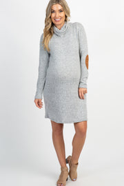 PinkBlush Heather Grey Knit Cowl Neck Maternity Shift Dress